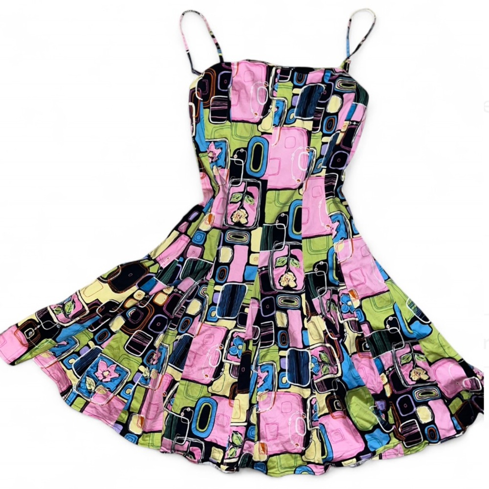 Nine West Pink and Green Spaghetti Strap Sundress
